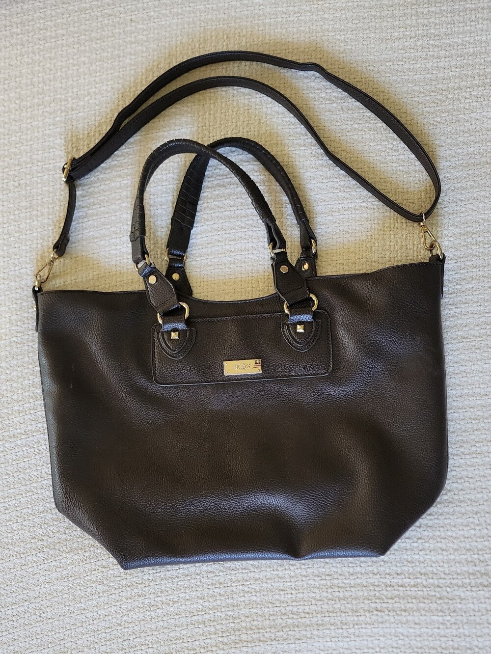 BCBG Brown Zippered Tote Handbag